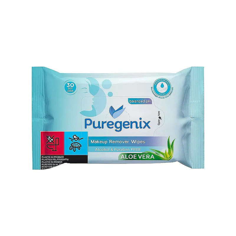 Вологі серветки для зняття макіяжу Puregenix, 30 шт