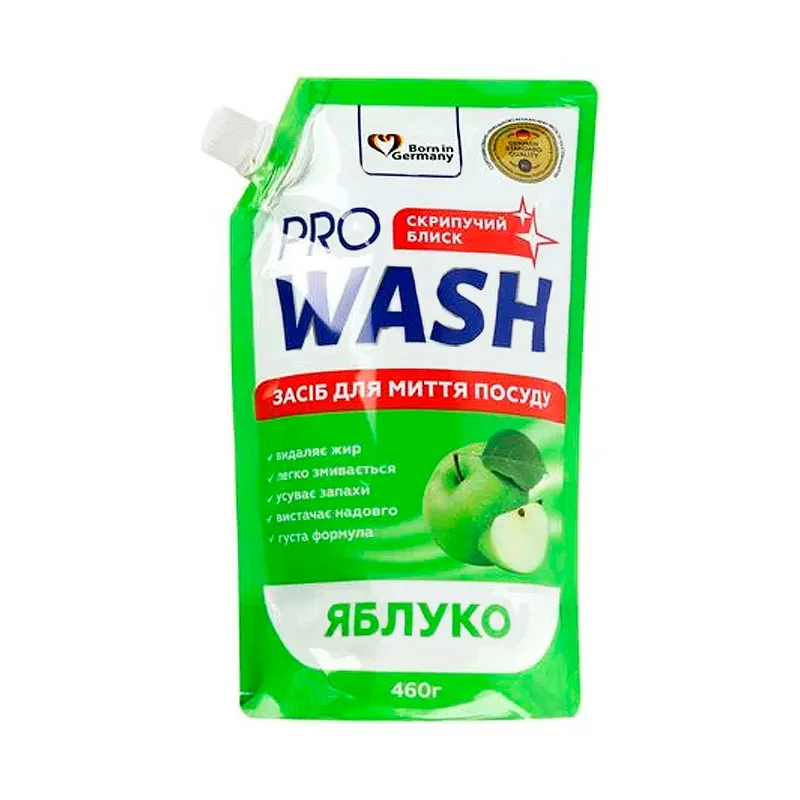 Засіб для миття посуду  PRO WASH 0,46л Яблуко (дойпак)