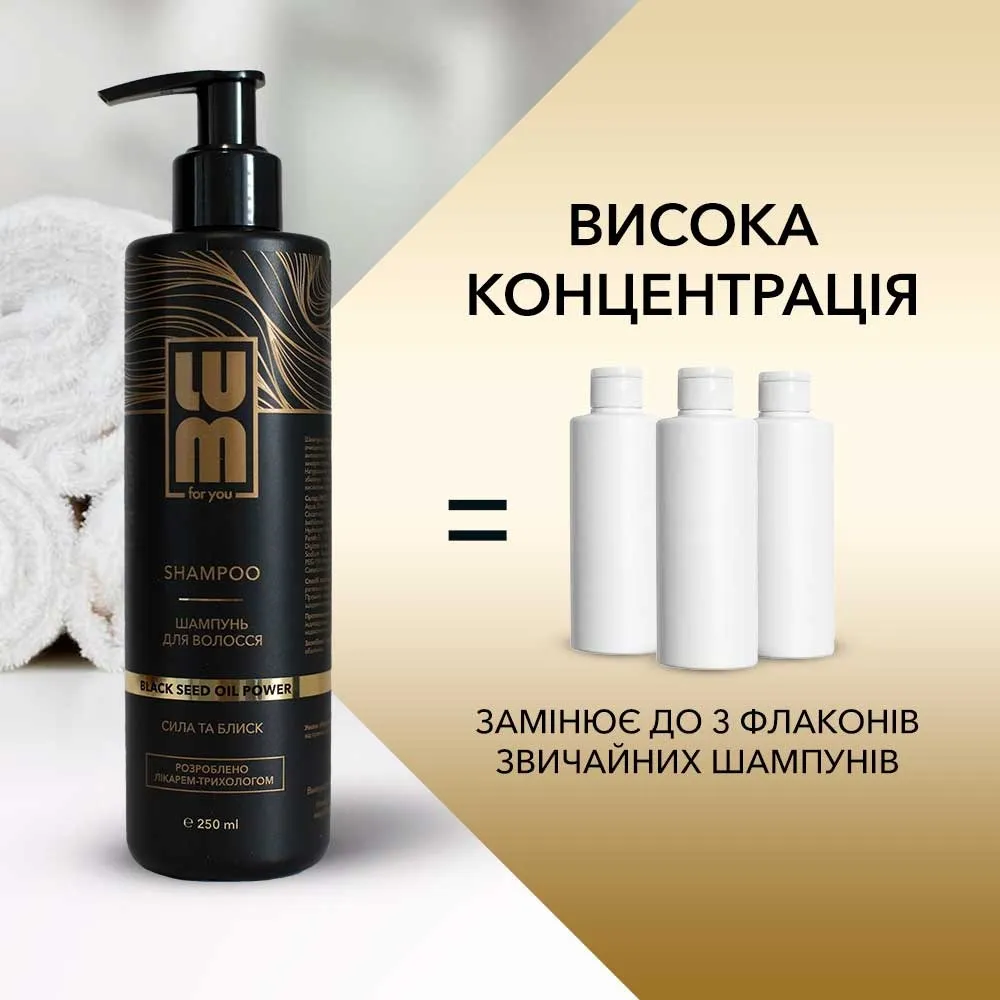 Шампунь для волосся LUM Black seed oil power Сила та блиск, 250 мл