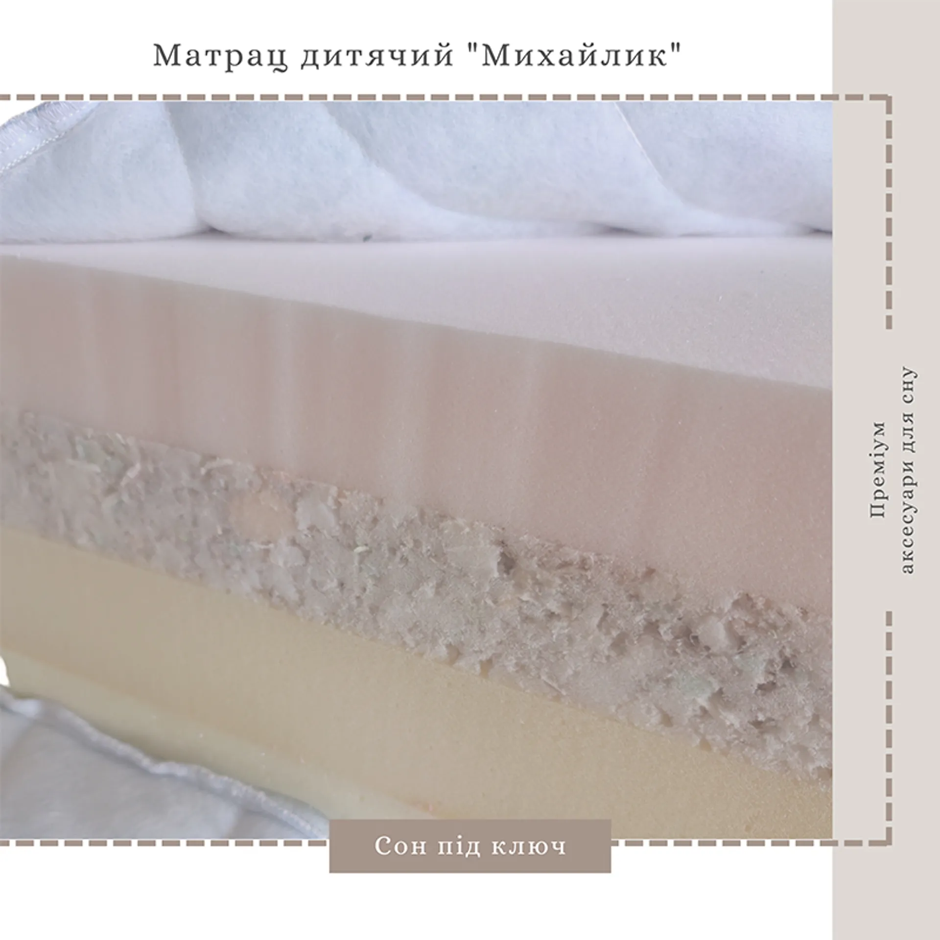 Матрац дитячий Михайлик ППУ Memory Foam, білий, 170*200*8.5см